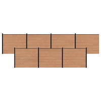 vidaXL Stängselpanel 7 pcs WPC och aluminium Brun