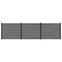 vidaXL Stängselpanel 3 pcs WPC och aluminium Grå