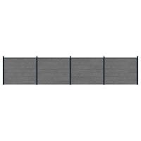 vidaXL Stängselpanel 4 pcs WPC och aluminium Grå
