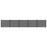vidaXL Stängselpanel 5 pcs WPC och aluminium Grå