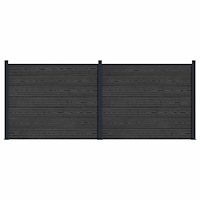 vidaXL Stängselpanel 2 pcs WPC och aluminium Svart