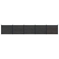 vidaXL Stängselpanel 5 pcs WPC och aluminium Svart