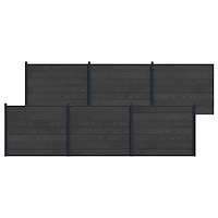 vidaXL Stängselpanel 6 pcs WPC och aluminium Svart