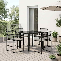 vidaXL Trädgårdsmöbelset 5 pcs Svart konstrotting