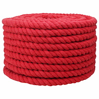 vidaXL Rep Röd 2 x 2 x 10000 cm Bomull