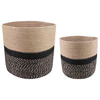 vidaXL Krukset för Växter 2 pcs Naturlig och svart Ø 28 x 28 cm