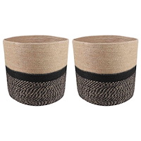 vidaXL Krukset för Växter 2 pcs Naturlig och svart Ø 28 x 28 cm