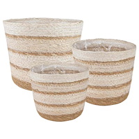 vidaXL Sjögräs Växtkorgar 3 pcs Naturlig, vit och beige Ø26 x 19 cm