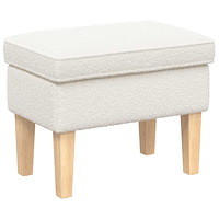 vidaXL Fotpall Gräddvit 55 x 35 x 41 cm Bouclé