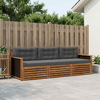 vidaXL Utomhussoffset 3 pcs Naturlig och Antracit Polyester