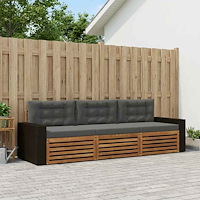 vidaXL Utomhussoffset med kudde 3 pcs Naturlig och Antracit Polyester