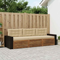vidaXL Utomhussoffset med kudde 3 pcs Naturlig och Beige Polyester