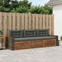 vidaXL Utomhussoffset med kudde 3 pcs Naturlig och Antracit Polyester