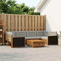 vidaXL Utomhussoffset med kudde 7 pcs Naturlig och ljusgrå Polyester