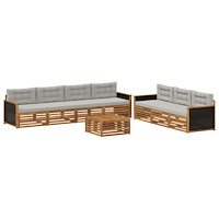 vidaXL Utomhussoffset 8 pcs Naturlig och ljusgrå 79 x 79 x 37 cm