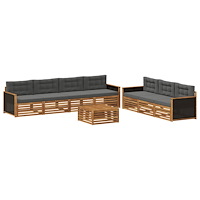 vidaXL Utomhussoffset 8 pcs Naturlig och Antracit 79 x 79 x 37 cm
