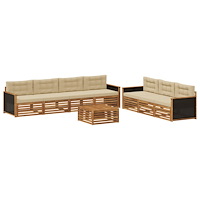 vidaXL Utomhussoffset 8 pcs Naturlig och Beige 79 x 79 x 37 cm
