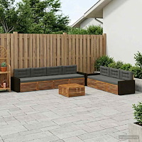vidaXL Utomhussoffset 8 pcs Naturlig och Antracit 79 x 79 x 37 cm
