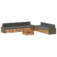 vidaXL Utomhussoffset 8 pcs Naturlig och Antracit 79 x 79 x 37 cm
