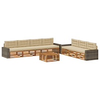 vidaXL Utomhussoffset 8 pcs Naturlig och Beige 79 x 79 x 37 cm