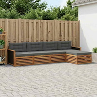 vidaXL Utomhussoffset med kudde 5 pcs Naturlig och Antracit Polyester