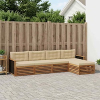 vidaXL Utomhussoffset med kudde 5 pcs Naturlig och Beige Polyester