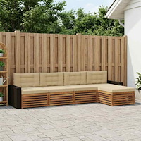 vidaXL Utomhussoffset med kudde 5 pcs Naturlig och Beige Polyester