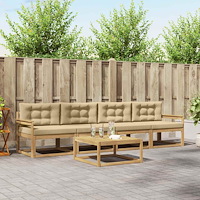 vidaXL Utomhussoffset med kudde 4 pcs Vit och Beige
