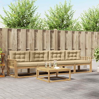 vidaXL Utomhussoffset med kudde 4 pcs Vit och Beige