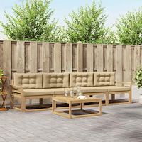 vidaXL Utomhussoffset med kudde 4 pcs Vit och Beige