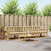 vidaXL Utomhussoffset med kudde 4 pcs Vit och Beige