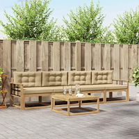 vidaXL Utomhussoffset med kudde 4 pcs Vit och Beige