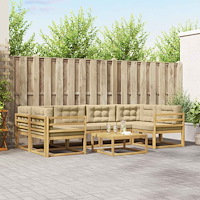 vidaXL Utomhussoffset med kudde 5 pcs Vit och Beige