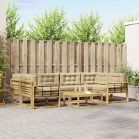 vidaXL Utomhussoffset med kudde 5 pcs Vit och Beige