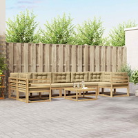 vidaXL Utomhussoffset med kudde 6 pcs Vit och Beige