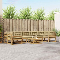 vidaXL Utomhussoffset med kudde 6 pcs Vit och Beige