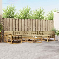 vidaXL Utomhussoffset med kudde 6 pcs Vit och Beige