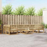 vidaXL Utomhussoffset med kudde 6 pcs Vit och Beige