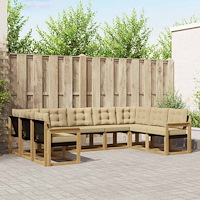 vidaXL Utomhussoffset med kudde 9 pcs Vit och Beige