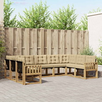 vidaXL Utomhussoffset med kudde 9 pcs Vit och Beige