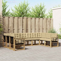 vidaXL Utomhussoffset med kudde 9 pcs Vit och Beige