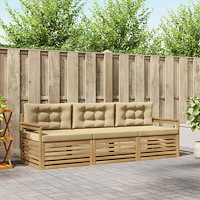 vidaXL Utomhussoffset med kudde 3 pcs Vit och Beige Polyester