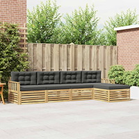 vidaXL Utomhussoffset med kudde 5 pcs Vit och antracit Polyester