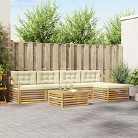 vidaXL Utomhussoffset 6 pcs Vit och grädde 79 x 79 x 37 cm Polyester