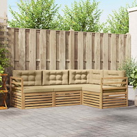 vidaXL Utomhussoffset 4 pcs Vit och Beige 245,5 x 166,5 x 73 cm