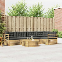 vidaXL Utomhussoffset med kudde 6 pcs Vit och antracit Polyester