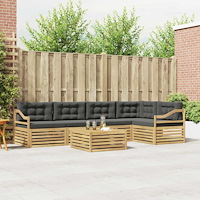 vidaXL Utomhussoffset med kudde 6 pcs Vit och antracit Polyester