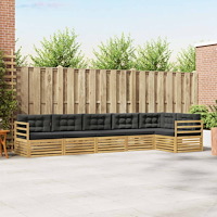vidaXL Utomhussoffset 6 pcs Vit och antracit 404 x 166,5 x 73 cm
