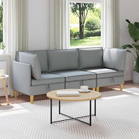 vidaXL Modulsoffor med förvaring 3 pcs Ljusgrå Tyg