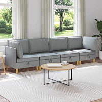 vidaXL Modulsoffor med förvaring 4 pcs Ljusgrå Tyg